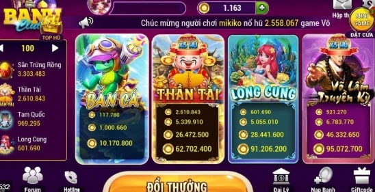 Mini game hấp dẫn tại Banh Club